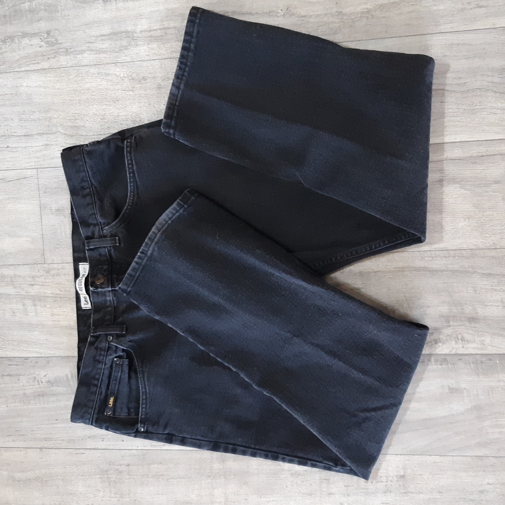 Mens LEE Jeans Dark Wash Black 40x32 Regular fit zip fly b18